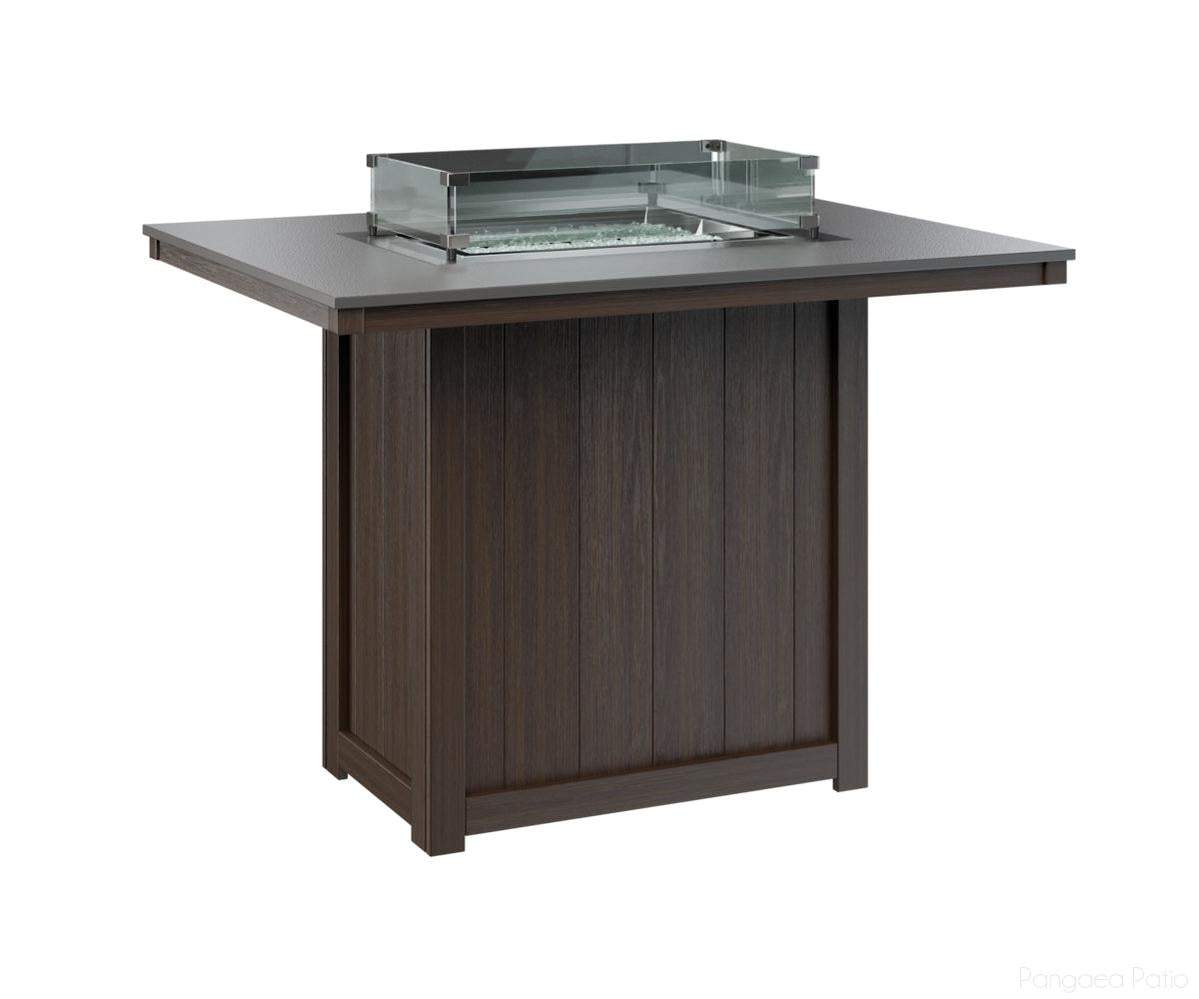 BGDHFT4254BSTBW-Berlin Gardens-Donoma 42" x 54" Rectangular Fire Table - Hammered Top - Bar Height-Stainless BG-Brazilian Walnut BG-Pangaea Patio