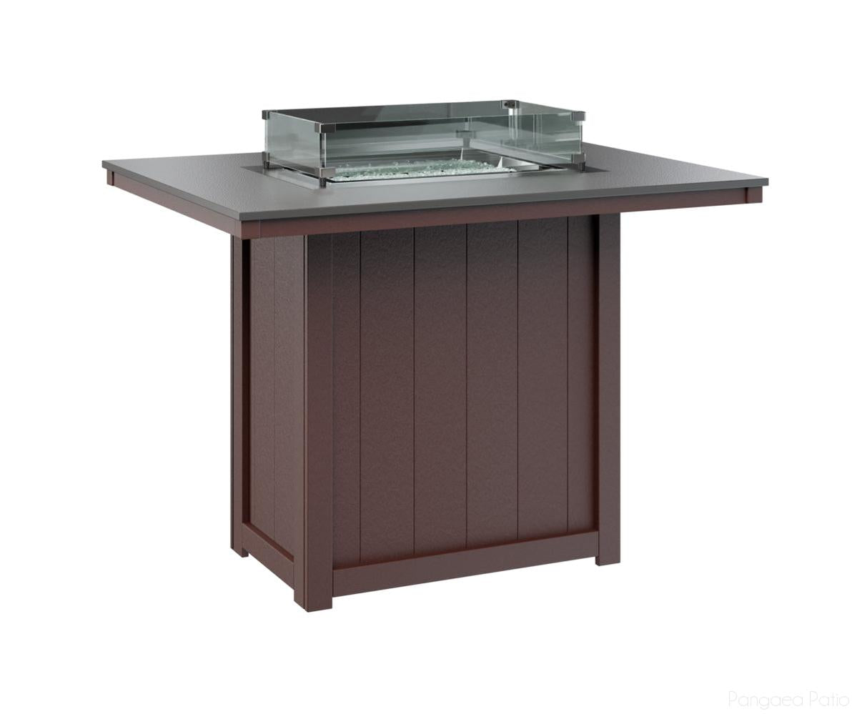 BGDHFT4254BSTBY-Berlin Gardens-Donoma 42" x 54" Rectangular Fire Table - Hammered Top - Bar Height-Stainless BG-Burgundy BG-Pangaea Patio