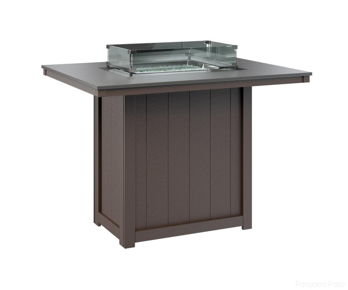 BGDHFT4254BSTCB-Berlin Gardens-Donoma 42" x 54" Rectangular Fire Table - Hammered Top - Bar Height-Stainless BG-Chocolate Brown BG-Pangaea Patio