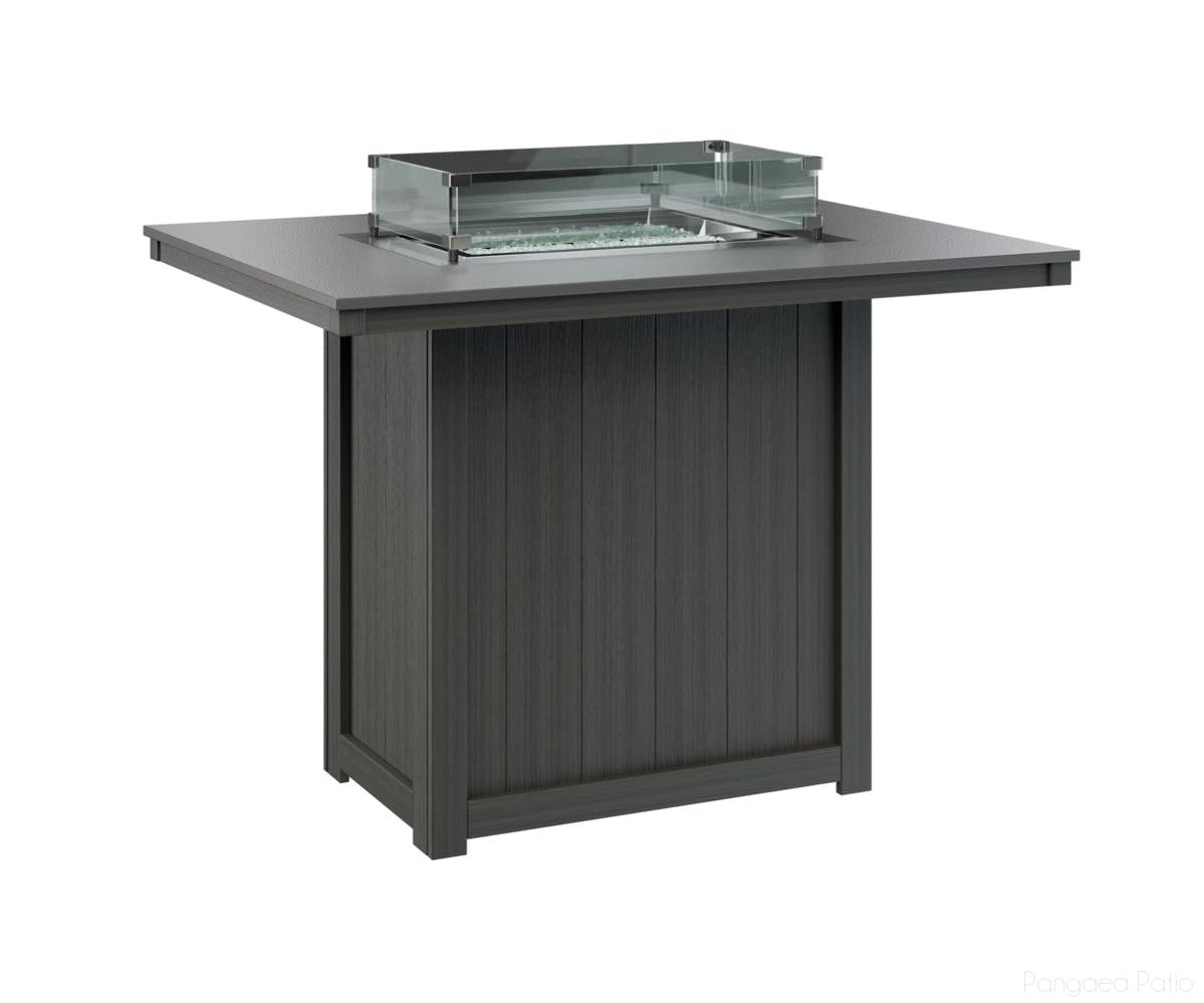 BGDHFT4254BSTCG-Berlin Gardens-Donoma 42" x 54" Rectangular Fire Table - Hammered Top - Bar Height-Stainless BG-Coastal Gray BG-Pangaea Patio