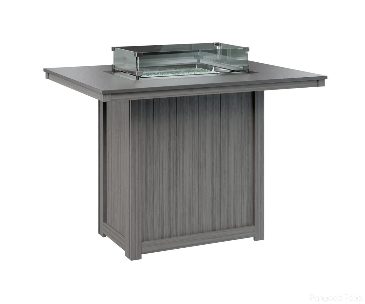 BGDHFT4254BSTDG-Berlin Gardens-Donoma 42" x 54" Rectangular Fire Table - Hammered Top - Bar Height-Stainless BG-Driftwood Gray BG-Pangaea Patio