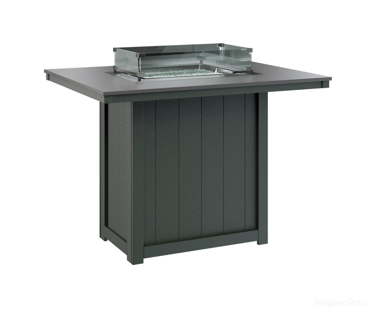 BGDHFT4254BSTGN-Berlin Gardens-Donoma 42" x 54" Rectangular Fire Table - Hammered Top - Bar Height-Stainless BG-Green BG-Pangaea Patio