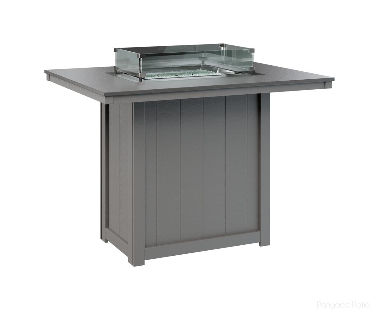 BGDHFT4254BSTLG-Berlin Gardens-Donoma 42" x 54" Rectangular Fire Table - Hammered Top - Bar Height-Stainless BG-Light Gray BG-Pangaea Patio