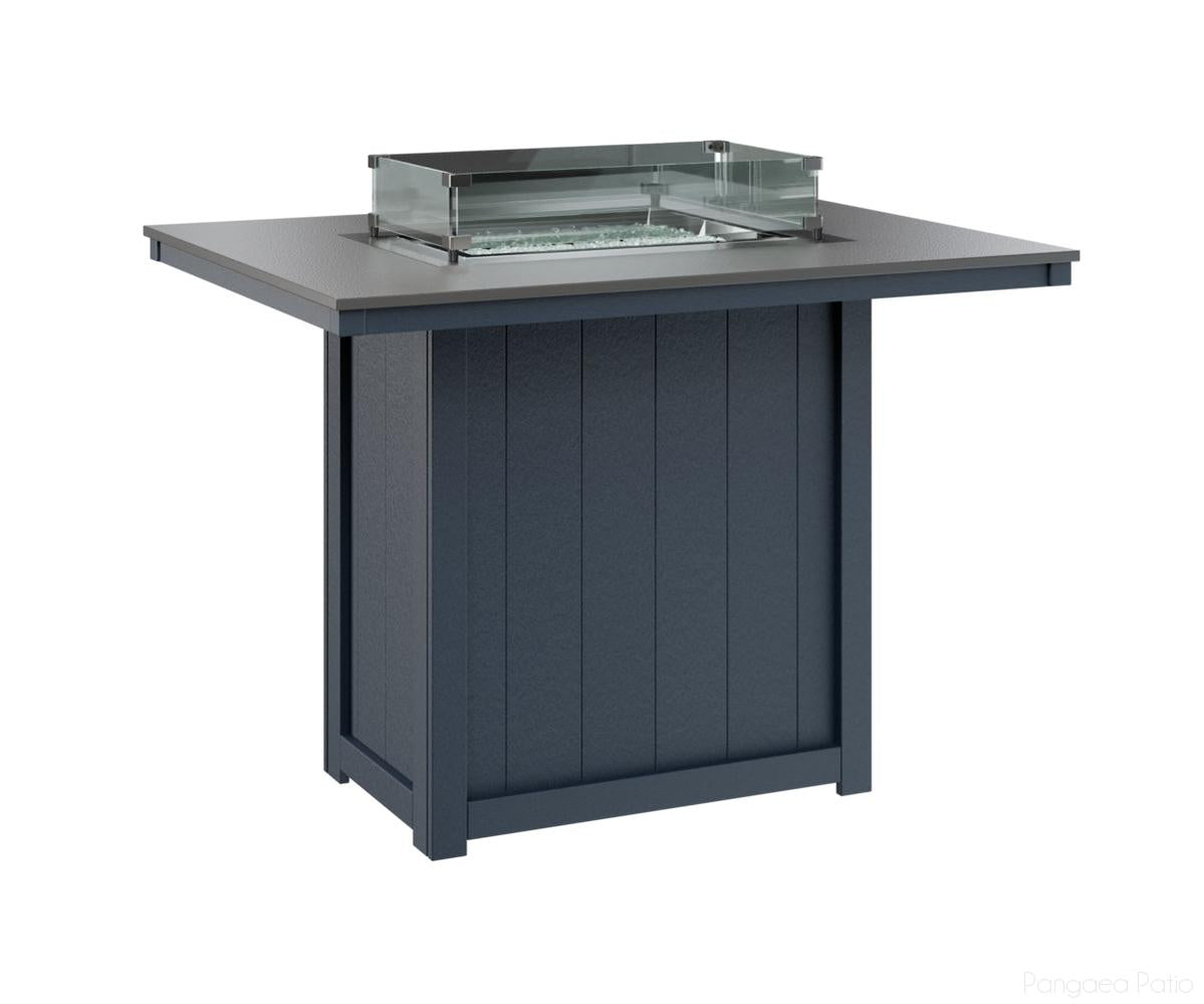 BGDHFT4254BSTNB-Berlin Gardens-Donoma 42" x 54" Rectangular Fire Table - Hammered Top - Bar Height-Stainless BG-Navy Blue BG-Pangaea Patio
