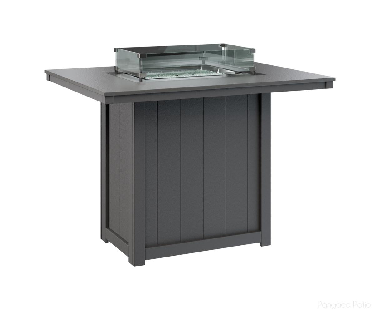 BGDHFT4254BSTSG-Berlin Gardens-Donoma 42" x 54" Rectangular Fire Table - Hammered Top - Bar Height-Stainless BG-Smoke Gray BG-Pangaea Patio