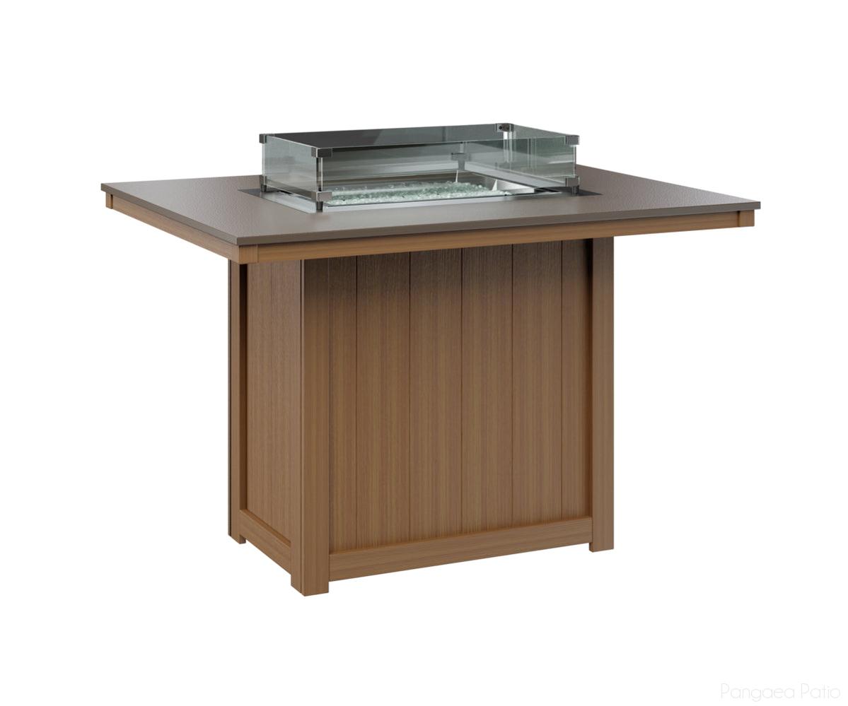 BGDHFT4254CBZNT-Berlin Gardens-Donoma 42" x 54" Rectangular Fire Table - Hammered Top - Counter Height-Bronze BG-Natural Teak BG-Pangaea Patio