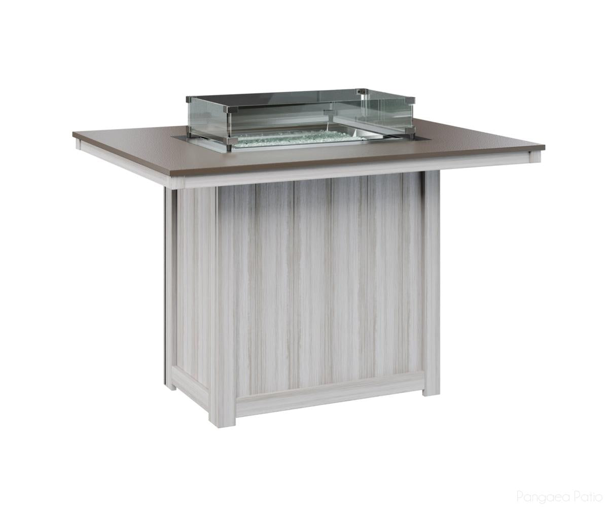BGDHFT4254CBZSE-Berlin Gardens-Donoma 42" x 54" Rectangular Fire Table - Hammered Top - Counter Height-Bronze BG-Seashell BG-Pangaea Patio