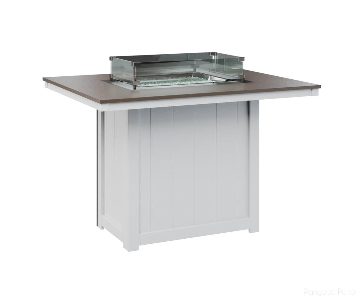 BGDHFT4254CBZWH-Berlin Gardens-Donoma 42" x 54" Rectangular Fire Table - Hammered Top - Counter Height-Bronze BG-White BG-Pangaea Patio
