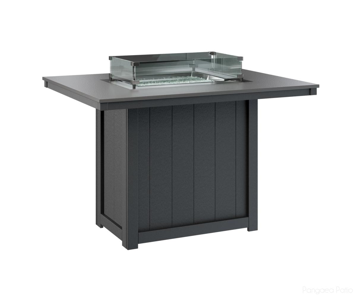 BGDHFT4254CSTBK-Berlin Gardens-Donoma 42" x 54" Rectangular Fire Table - Hammered Top - Counter Height-Stainless BG-Black BG-Pangaea Patio