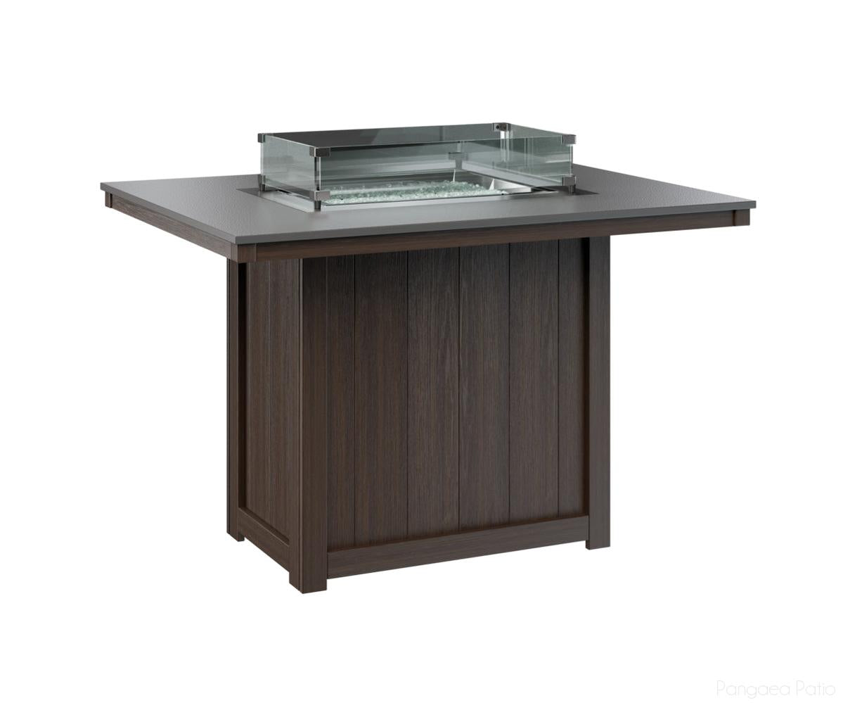 BGDHFT4254CSTBW-Berlin Gardens-Donoma 42" x 54" Rectangular Fire Table - Hammered Top - Counter Height-Stainless BG-Brazilian Walnut BG-Pangaea Patio
