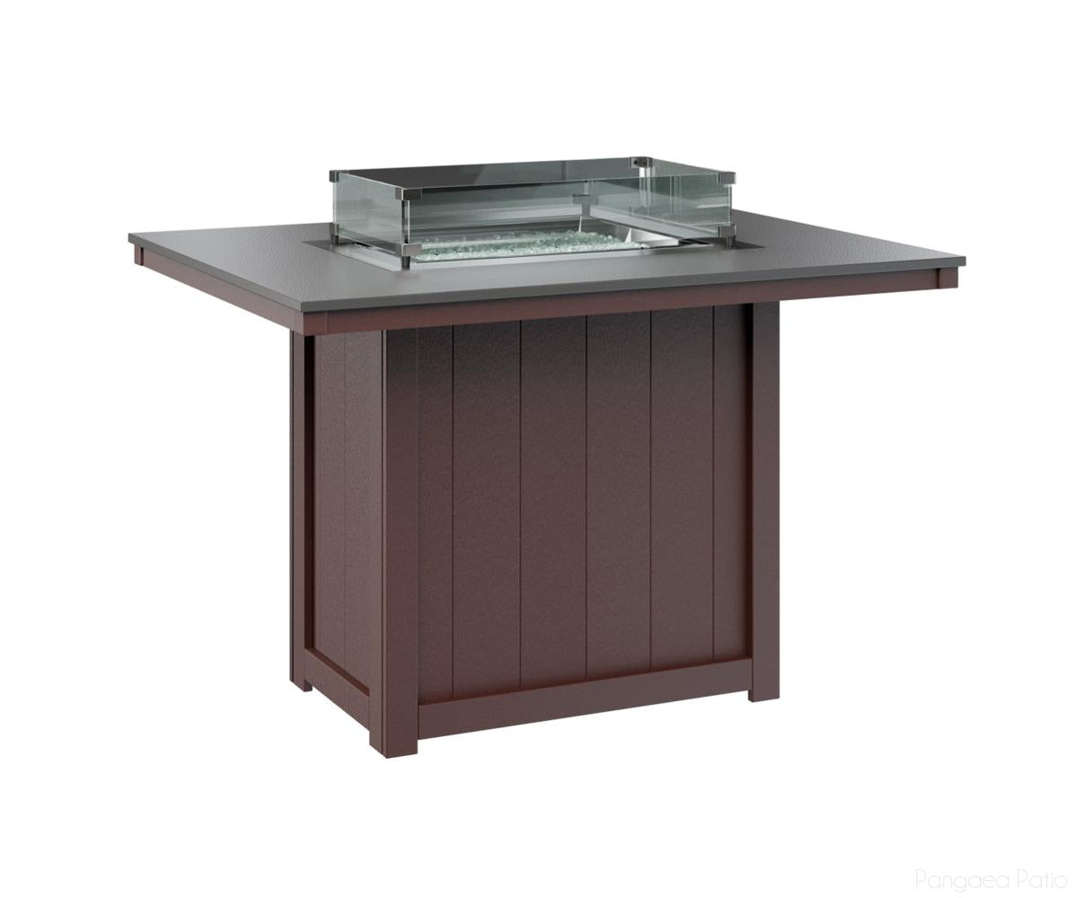BGDHFT4254CSTBY-Berlin Gardens-Donoma 42" x 54" Rectangular Fire Table - Hammered Top - Counter Height-Stainless BG-Burgundy BG-Pangaea Patio