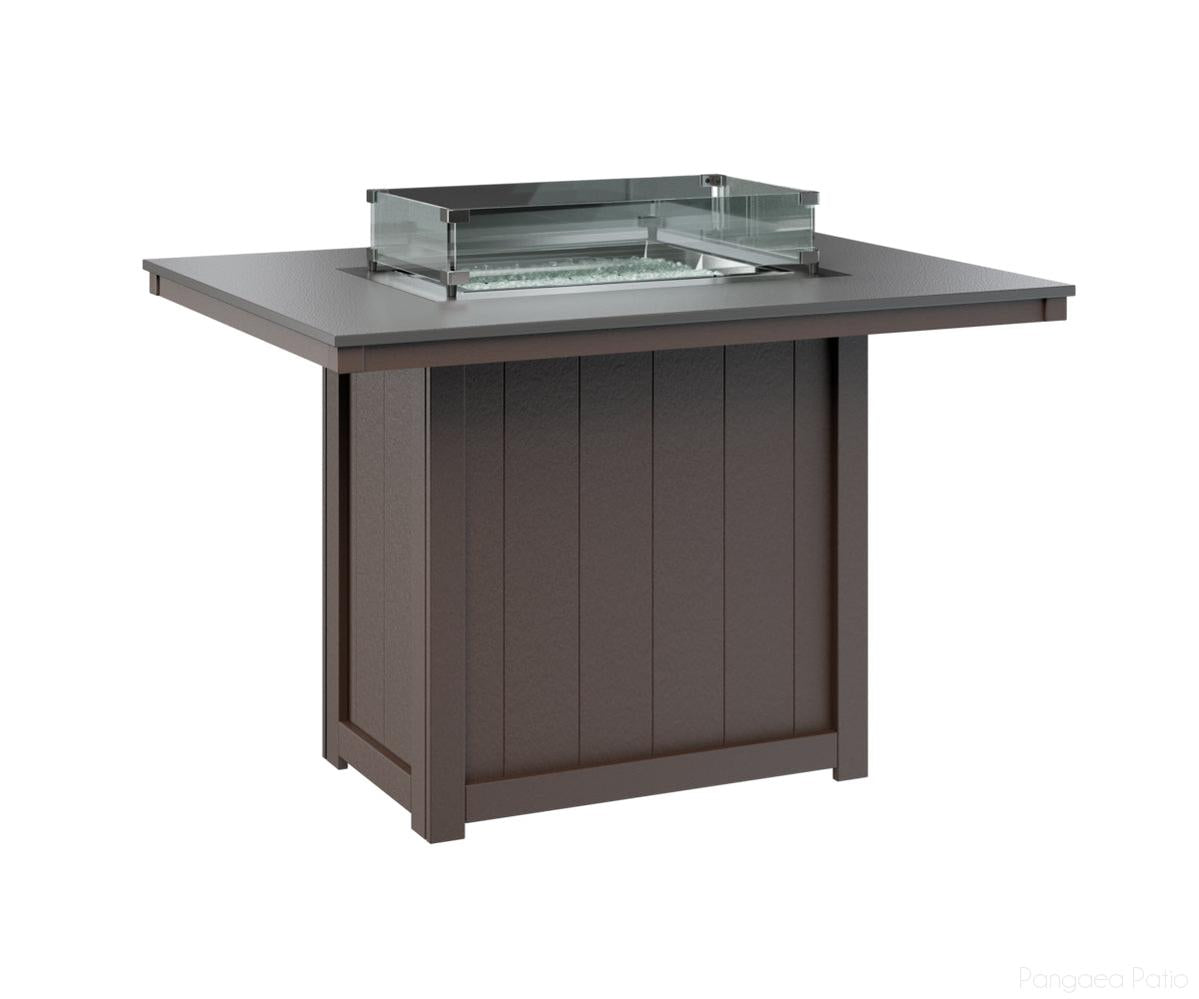 BGDHFT4254CSTCB-Berlin Gardens-Donoma 42" x 54" Rectangular Fire Table - Hammered Top - Counter Height-Stainless BG-Chocolate Brown BG-Pangaea Patio