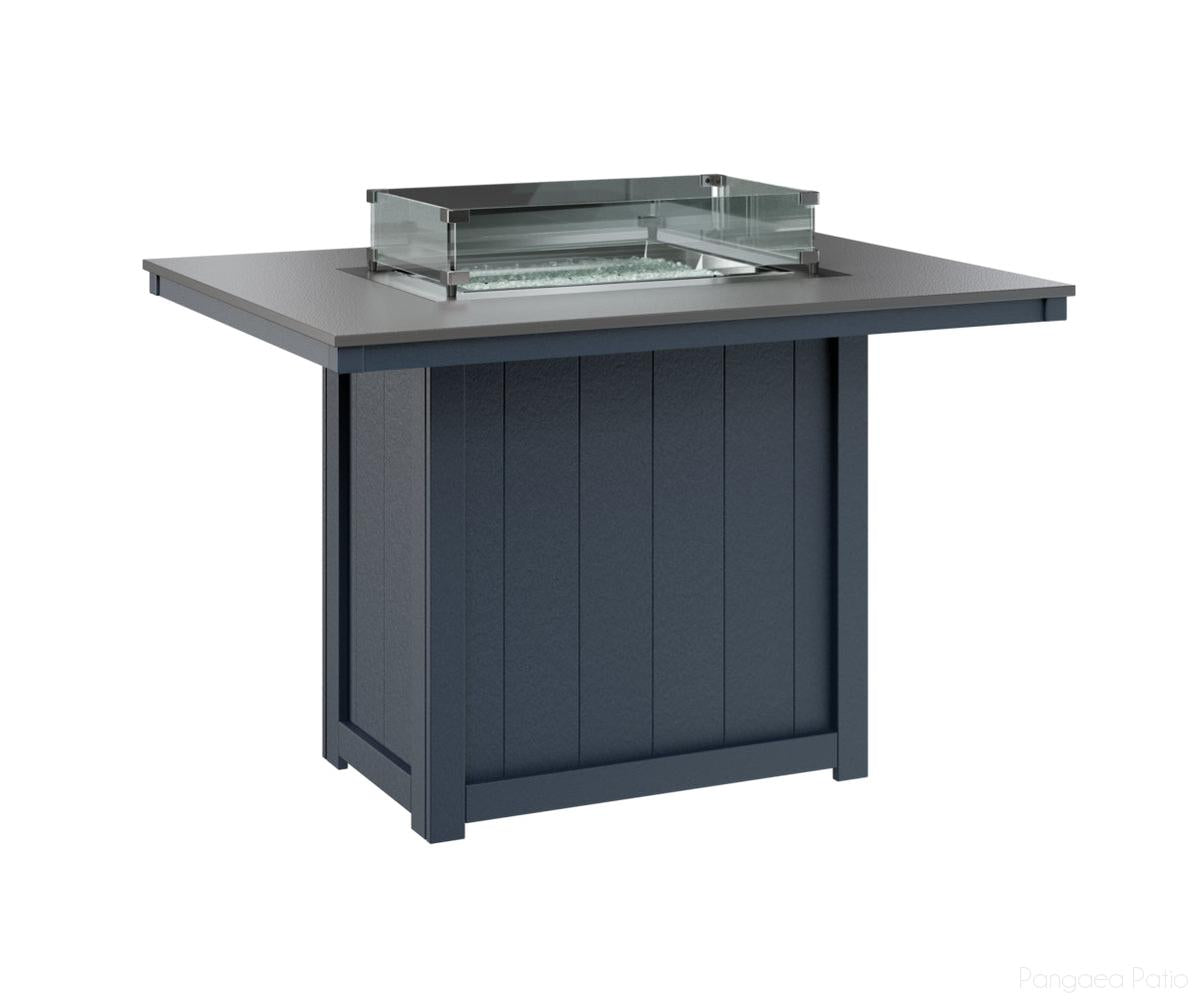 BGDHFT4254CSTNB-Berlin Gardens-Donoma 42" x 54" Rectangular Fire Table - Hammered Top - Counter Height-Stainless BG-Navy Blue BG-Pangaea Patio