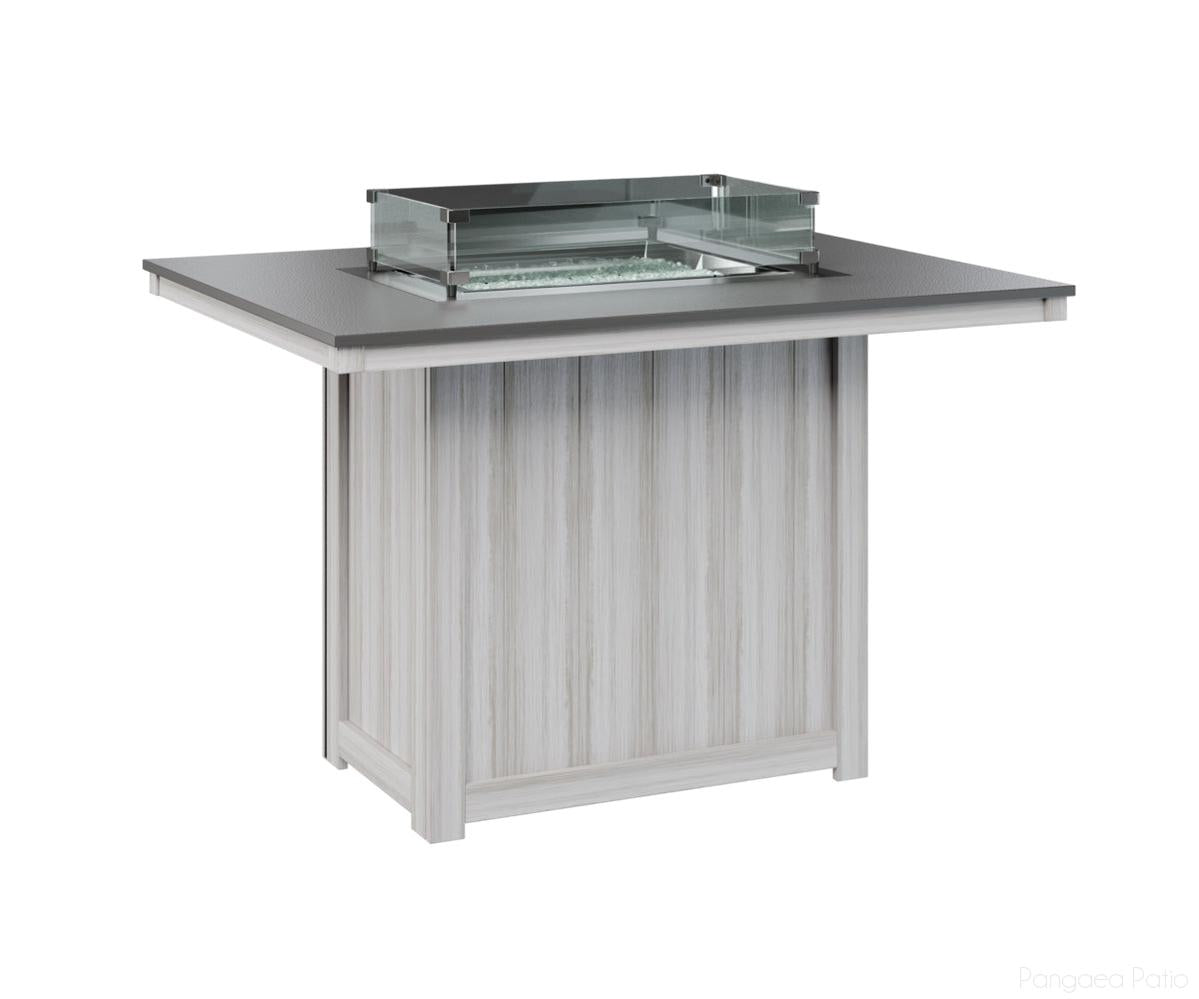 BGDHFT4254CSTSE-Berlin Gardens-Donoma 42" x 54" Rectangular Fire Table - Hammered Top - Counter Height-Stainless BG-Seashell BG-Pangaea Patio