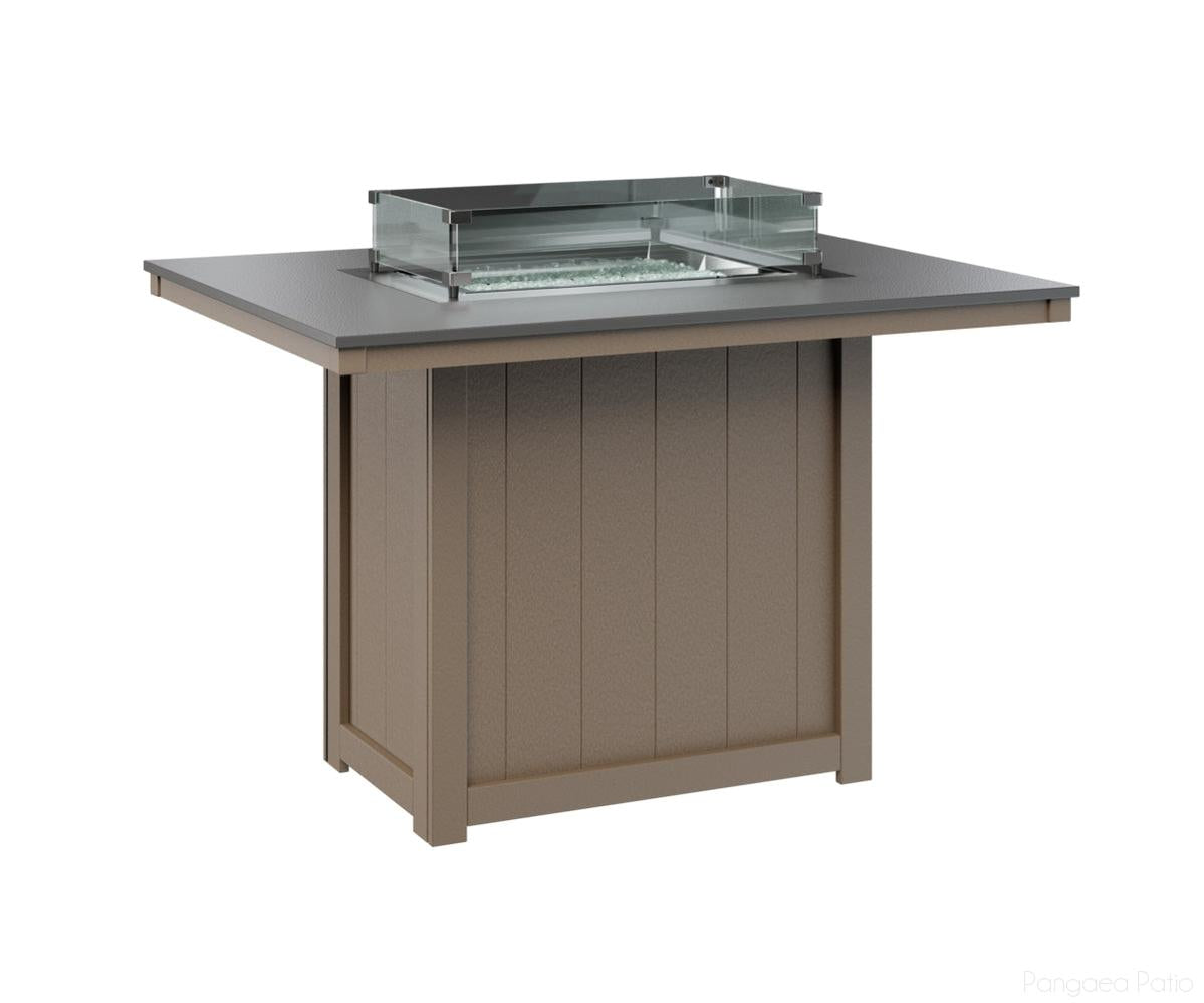 BGDHFT4254CSTWW-Berlin Gardens-Donoma 42" x 54" Rectangular Fire Table - Hammered Top - Counter Height-Stainless BG-Weatherwood BG-Pangaea Patio