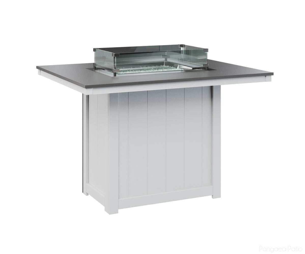 BGDHFT4254CSTWH-Berlin Gardens-Donoma 42" x 54" Rectangular Fire Table - Hammered Top - Counter Height-Stainless BG-White BG-Pangaea Patio