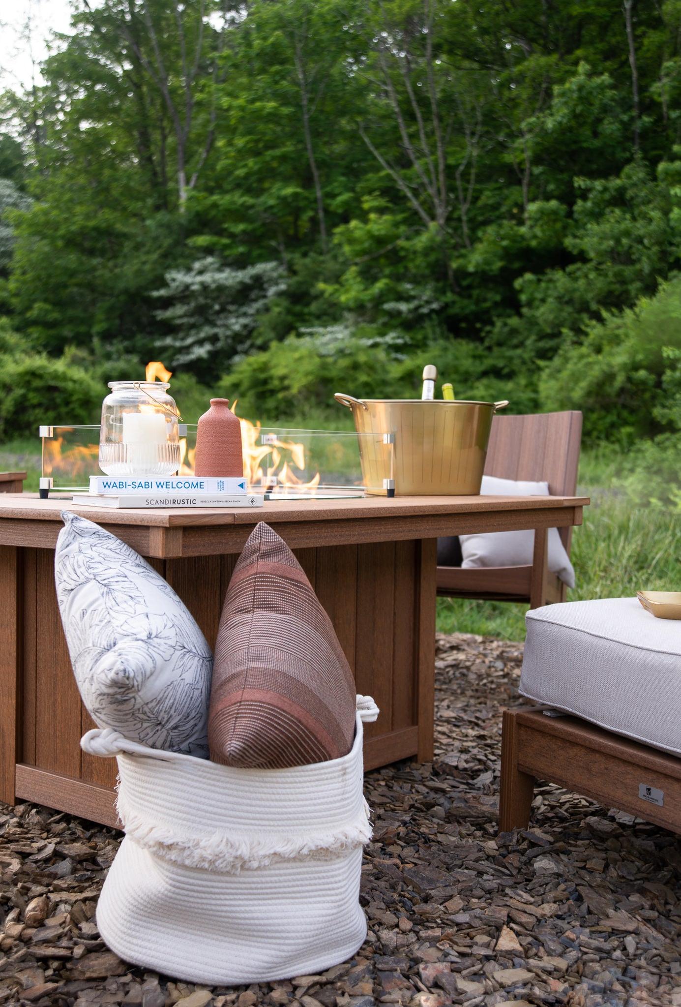 '-Berlin Gardens-Donoma 42" x 54" Rectangular Fire Table - Hammered Top - Dining Height-Pangaea Patio