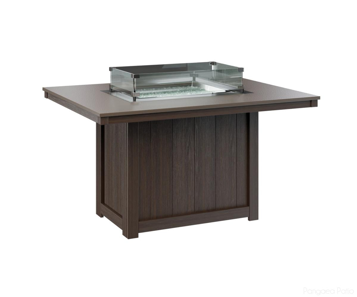 BGDHFT4254DBZBW-Berlin Gardens-Donoma 42" x 54" Rectangular Fire Table - Hammered Top - Dining Height-Bronze BG-Brazilian Walnut BG-Pangaea Patio