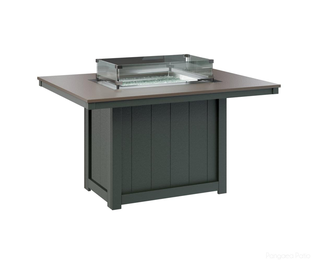 BGDHFT4254DBZGN-Berlin Gardens-Donoma 42" x 54" Rectangular Fire Table - Hammered Top - Dining Height-Bronze BG-Green BG-Pangaea Patio