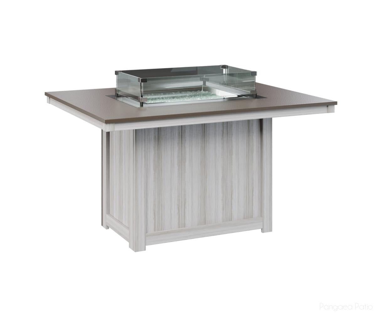 BGDHFT4254DBZSE-Berlin Gardens-Donoma 42" x 54" Rectangular Fire Table - Hammered Top - Dining Height-Bronze BG-Seashell BG-Pangaea Patio