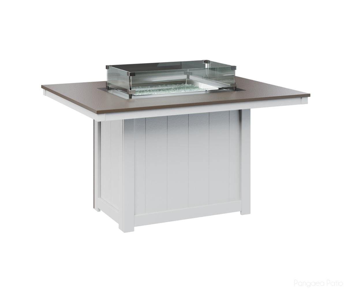 BGDHFT4254DBZWH-Berlin Gardens-Donoma 42" x 54" Rectangular Fire Table - Hammered Top - Dining Height-Bronze BG-White BG-Pangaea Patio