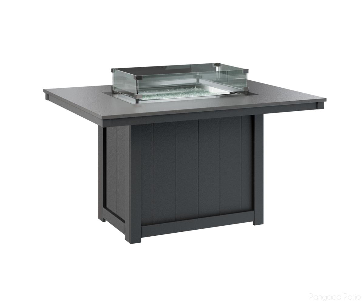 BGDHFT4254DSTBK-Berlin Gardens-Donoma 42" x 54" Rectangular Fire Table - Hammered Top - Dining Height-Stainless BG-Black BG-Pangaea Patio