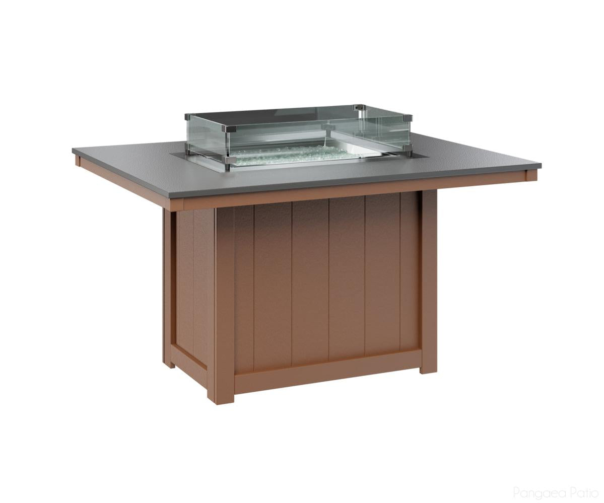BGDHFT4254DSTCD-Berlin Gardens-Donoma 42" x 54" Rectangular Fire Table - Hammered Top - Dining Height-Stainless BG-Cedar BG-Pangaea Patio
