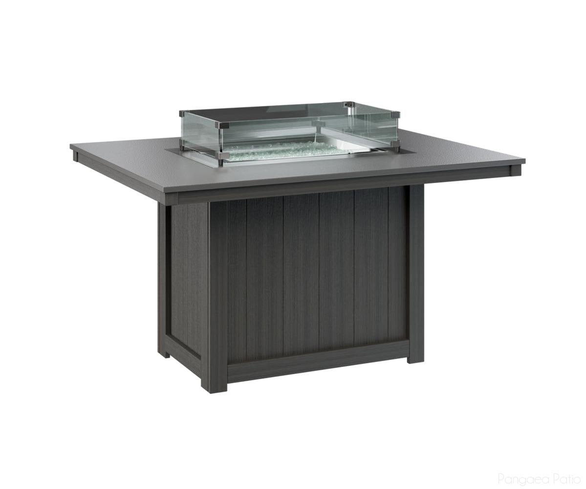 BGDHFT4254DSTCG-Berlin Gardens-Donoma 42" x 54" Rectangular Fire Table - Hammered Top - Dining Height-Stainless BG-Coastal Gray BG-Pangaea Patio