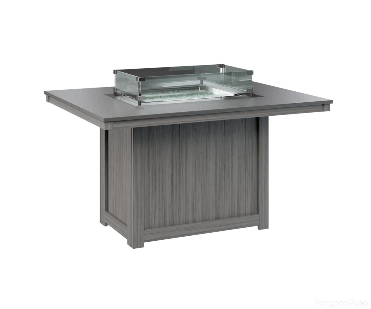 BGDHFT4254DSTDG-Berlin Gardens-Donoma 42" x 54" Rectangular Fire Table - Hammered Top - Dining Height-Stainless BG-Driftwood Gray BG-Pangaea Patio