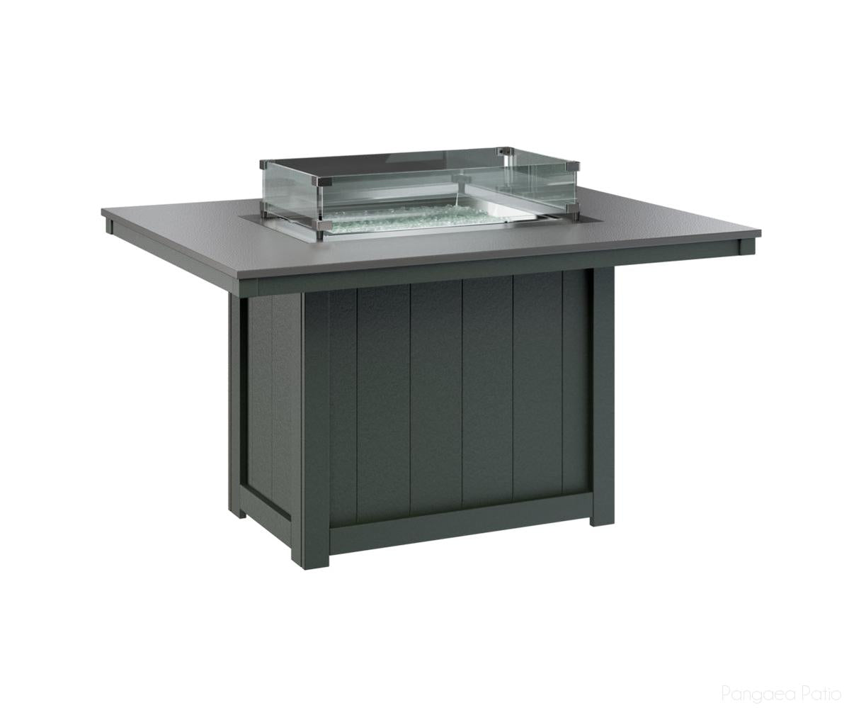 BGDHFT4254DSTGN-Berlin Gardens-Donoma 42" x 54" Rectangular Fire Table - Hammered Top - Dining Height-Stainless BG-Green BG-Pangaea Patio