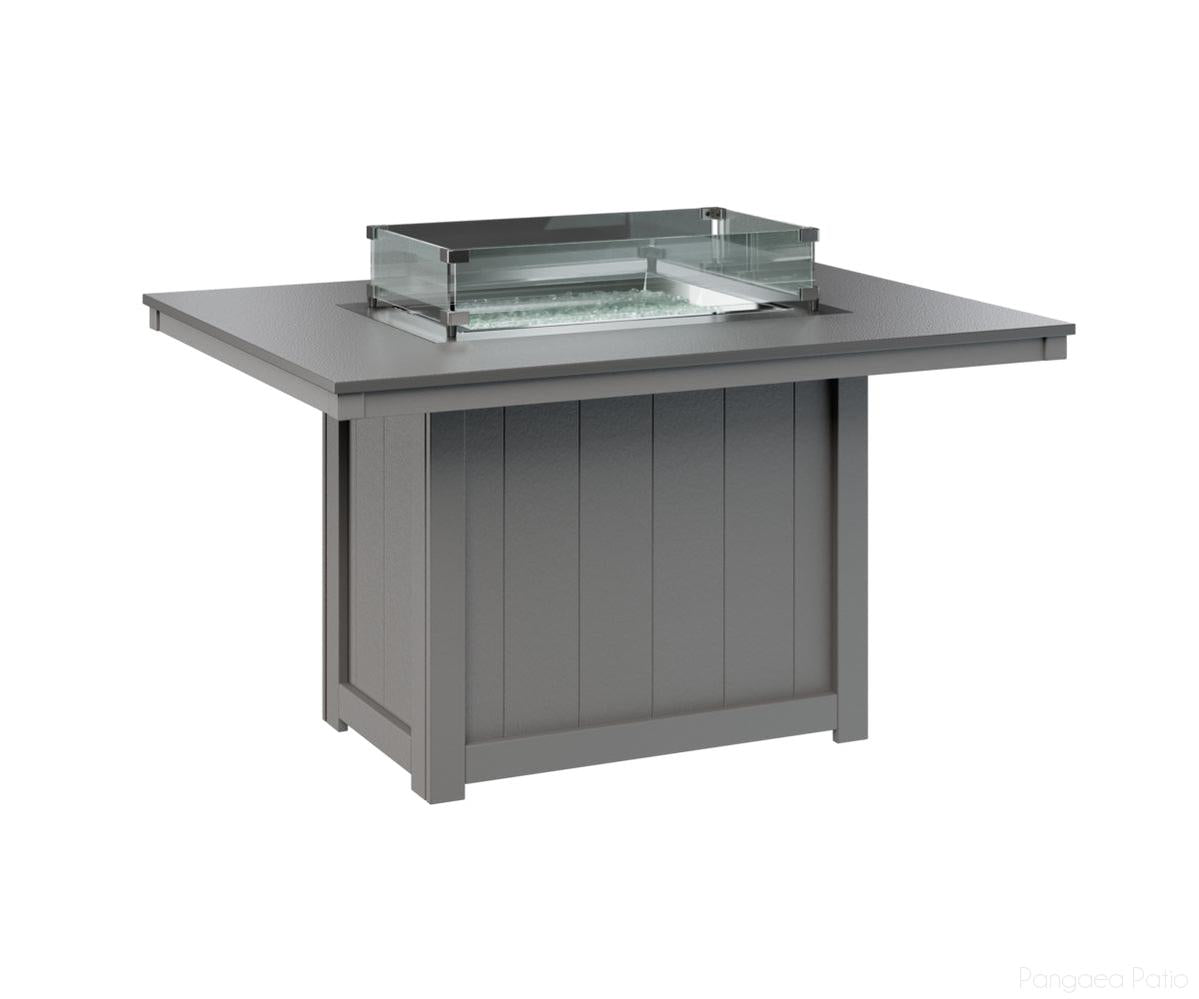 BGDHFT4254DSTLG-Berlin Gardens-Donoma 42" x 54" Rectangular Fire Table - Hammered Top - Dining Height-Stainless BG-Light Gray BG-Pangaea Patio