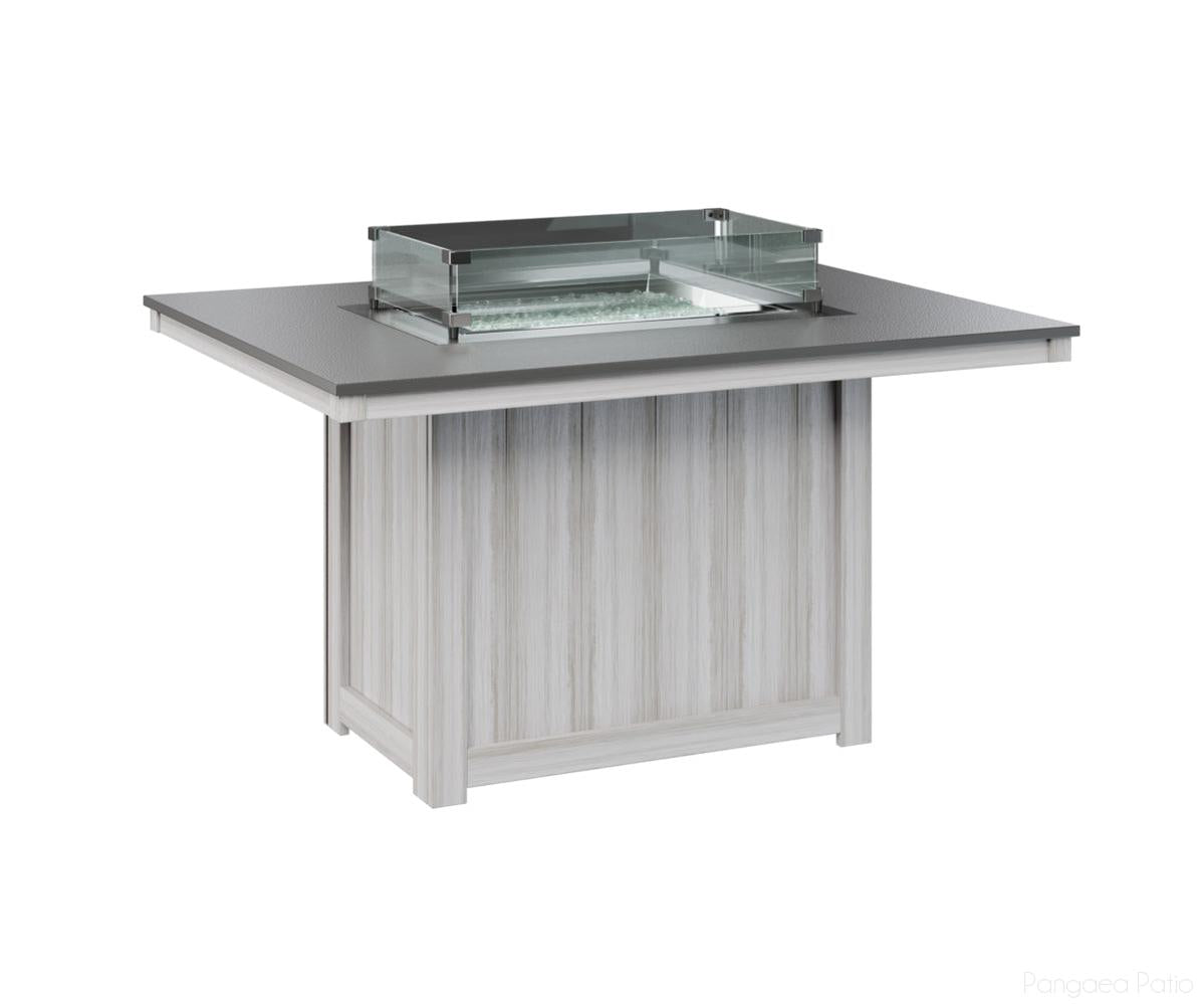 BGDHFT4254DSTSE-Berlin Gardens-Donoma 42" x 54" Rectangular Fire Table - Hammered Top - Dining Height-Stainless BG-Seashell BG-Pangaea Patio