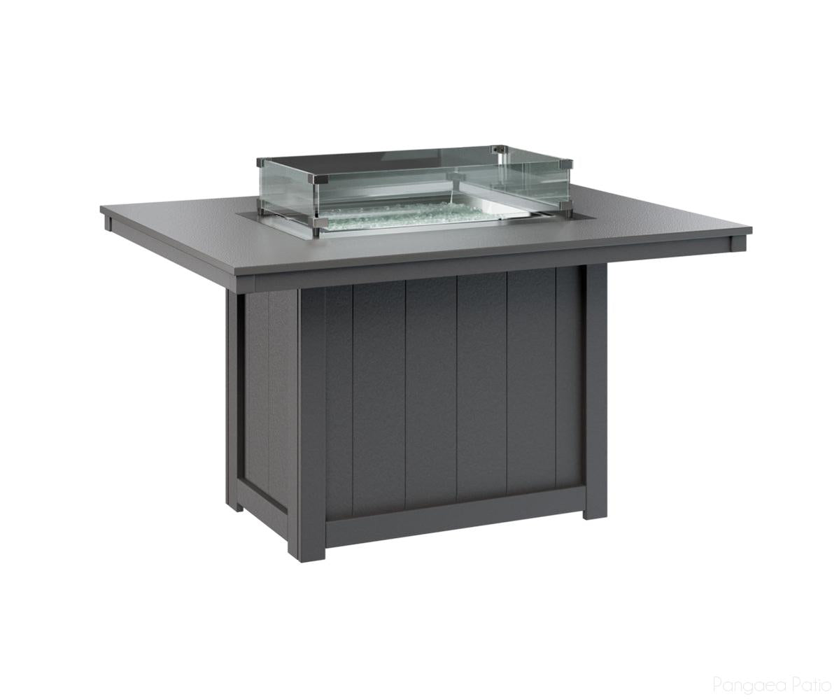 BGDHFT4254DSTSG-Berlin Gardens-Donoma 42" x 54" Rectangular Fire Table - Hammered Top - Dining Height-Stainless BG-Smoke Gray BG-Pangaea Patio