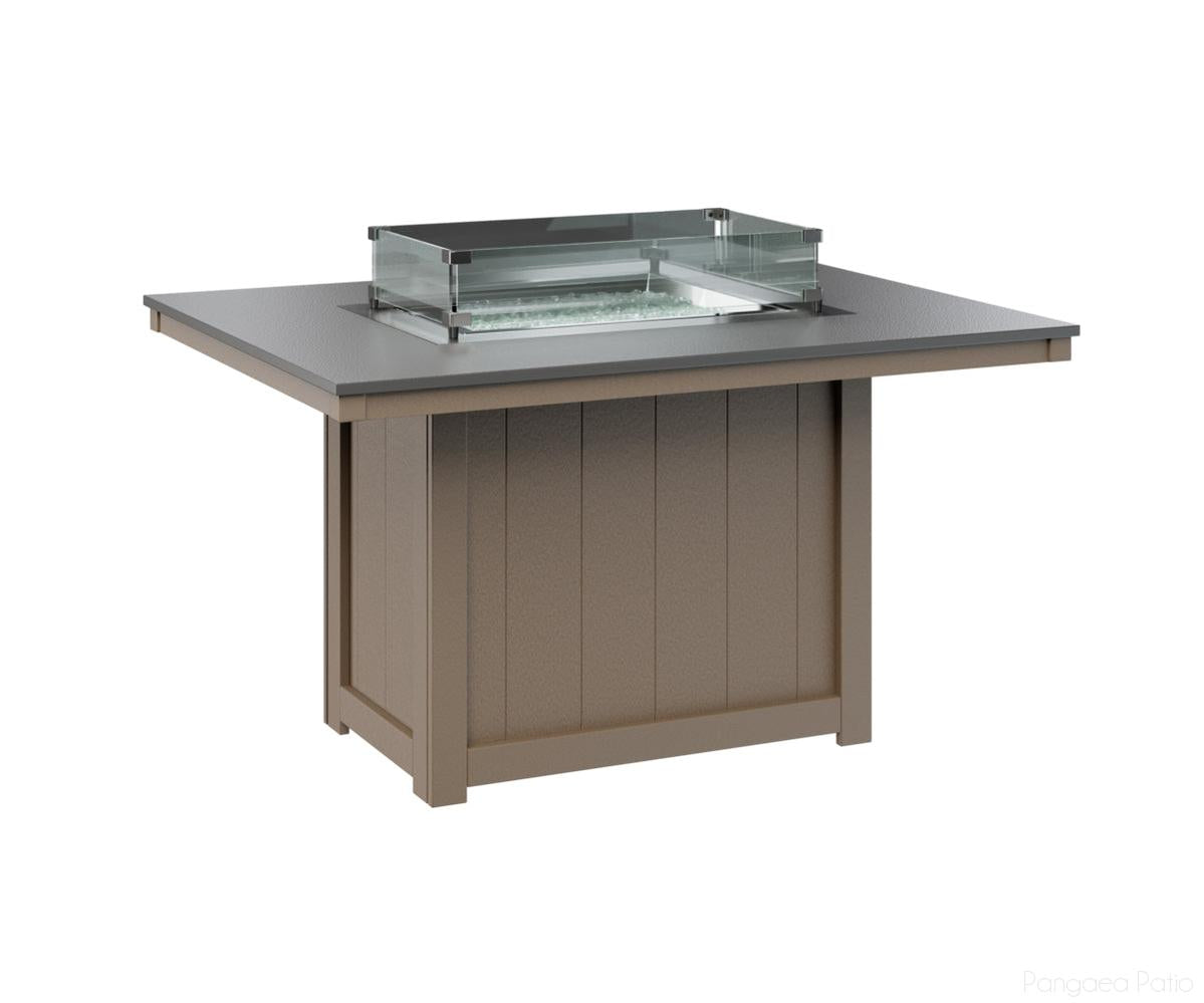 BGDHFT4254DSTWW-Berlin Gardens-Donoma 42" x 54" Rectangular Fire Table - Hammered Top - Dining Height-Stainless BG-Weatherwood BG-Pangaea Patio