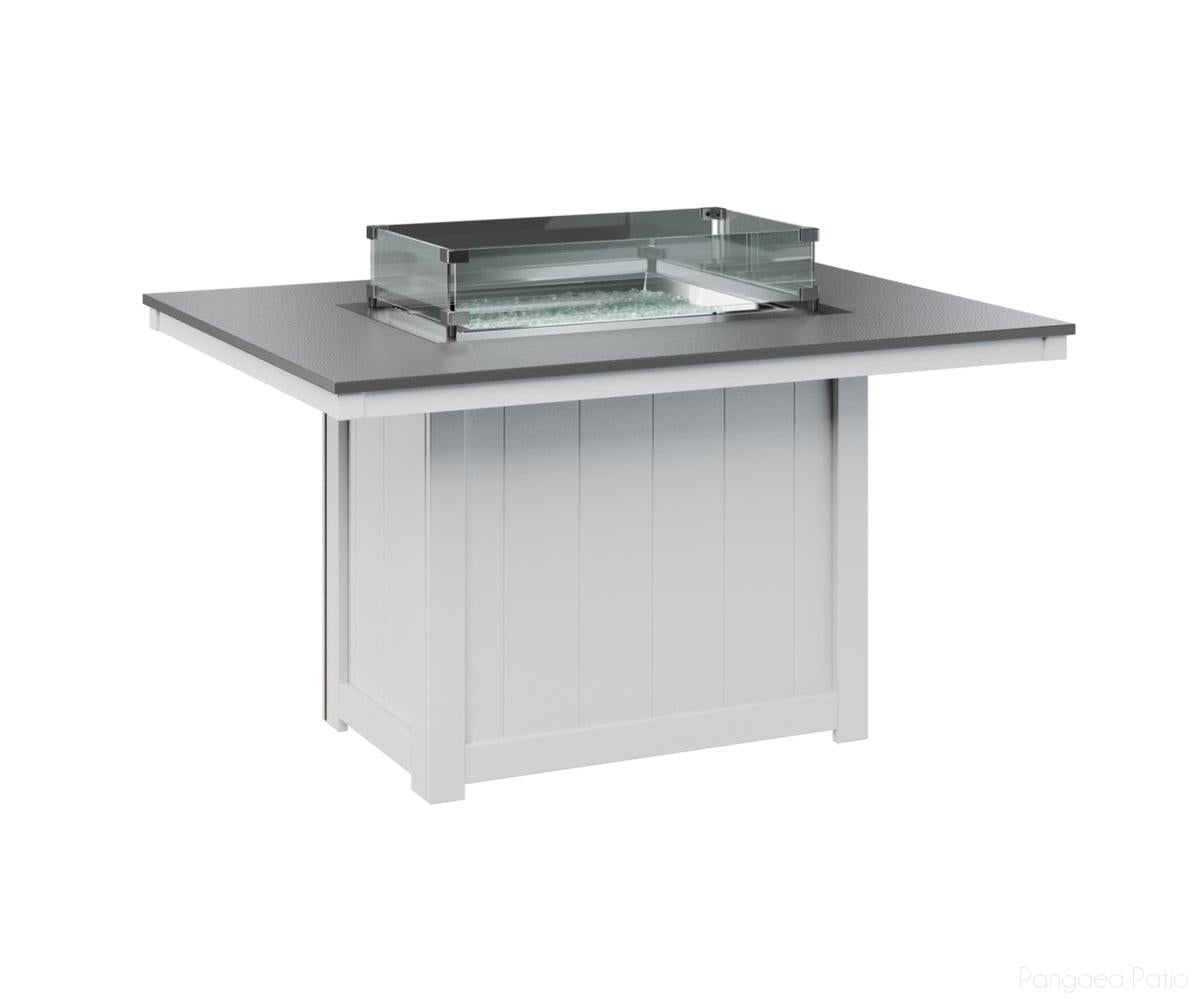 BGDHFT4254DSTWH-Berlin Gardens-Donoma 42" x 54" Rectangular Fire Table - Hammered Top - Dining Height-Stainless BG-White BG-Pangaea Patio