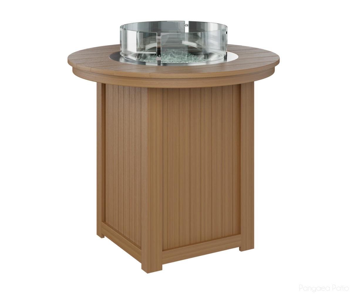 BGDRFT3944BNT-Berlin Gardens-Donoma 44" Round Fire Table - Bar Height-Natural Teak BG-Pangaea Patio