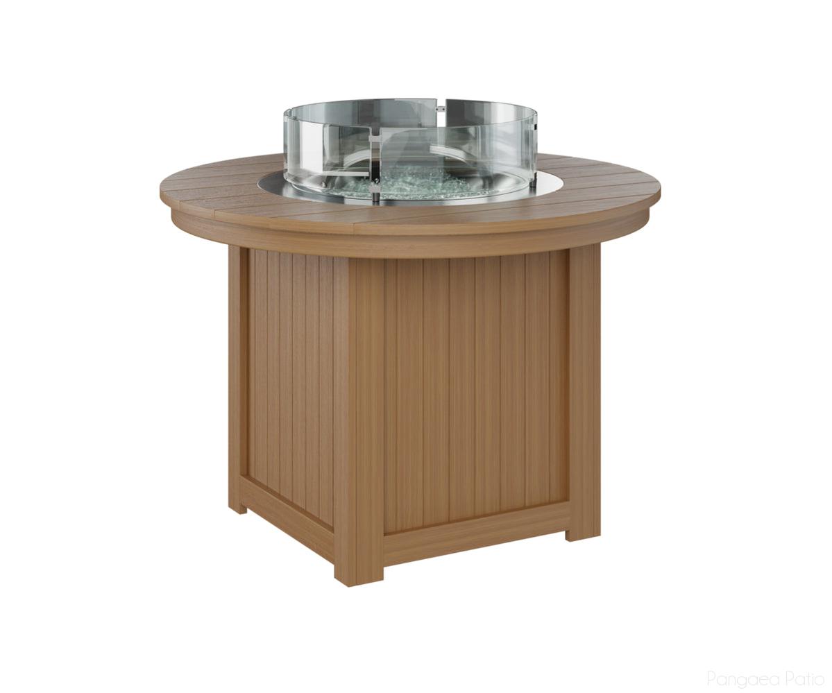 BGDRFT3044DNT-Berlin Gardens-Donoma 44" Round Fire Table - Dining Height-Natural Teak BG-Pangaea Patio