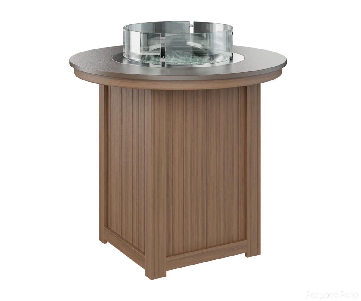 BGDHFT3944BBZAM-Berlin Gardens-Donoma 44" Round Fire Table - Hammered Top - Bar Height-Bronze BG-Antique Mahogany BG-Pangaea Patio