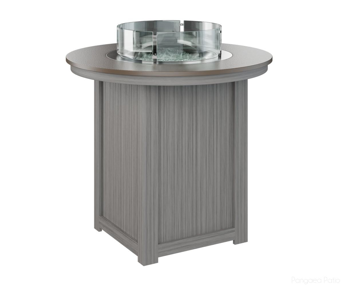 BGDHFT3944BBZDG-Berlin Gardens-Donoma 44" Round Fire Table - Hammered Top - Bar Height-Bronze BG-Driftwood Gray BG-Pangaea Patio