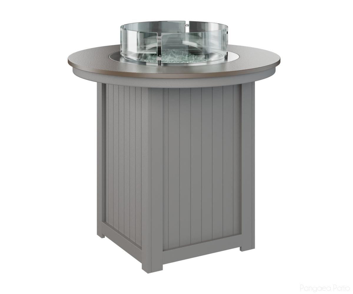 BGDHFT3944BBZLG-Berlin Gardens-Donoma 44" Round Fire Table - Hammered Top - Bar Height-Bronze BG-Light Gray BG-Pangaea Patio