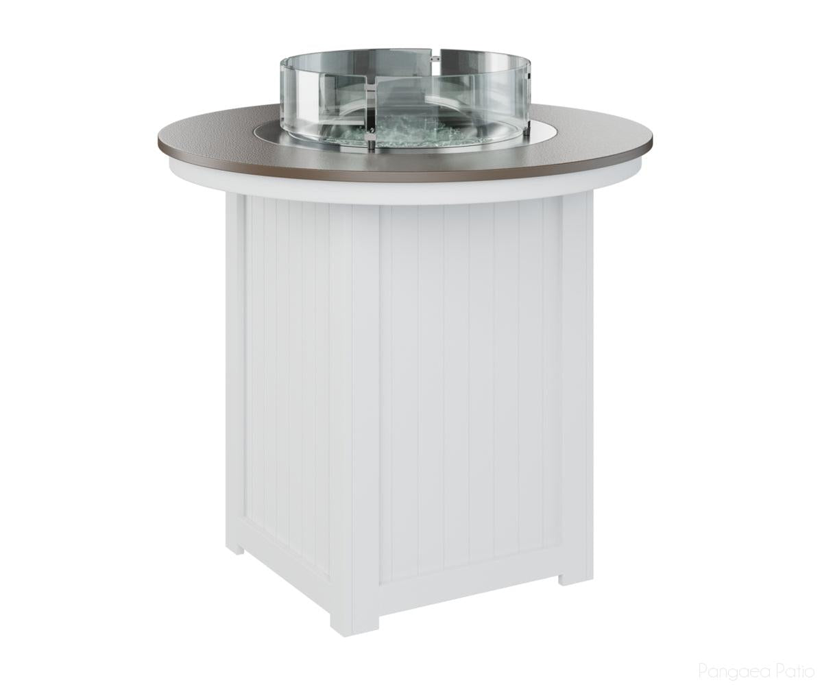 BGDHFT3944BBZWH-Berlin Gardens-Donoma 44" Round Fire Table - Hammered Top - Bar Height-Bronze BG-White BG-Pangaea Patio