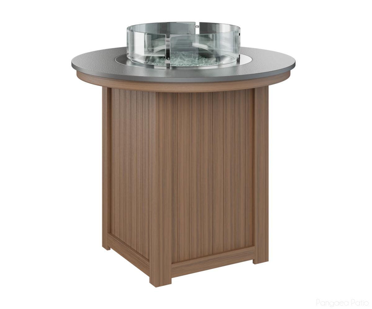 BGDHFT3944BSTAM-Berlin Gardens-Donoma 44" Round Fire Table - Hammered Top - Bar Height-Stainless BG-Antique Mahogany BG-Pangaea Patio