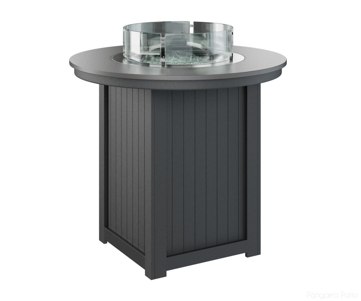 BGDHFT3944BSTBK-Berlin Gardens-Donoma 44" Round Fire Table - Hammered Top - Bar Height-Stainless BG-Black BG-Pangaea Patio