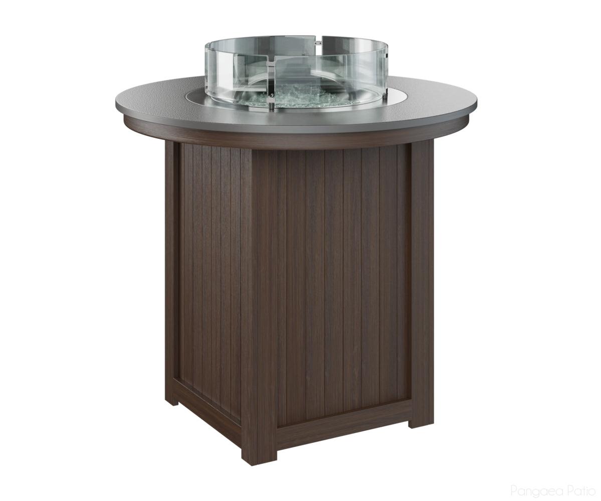 BGDHFT3944BSTBW-Berlin Gardens-Donoma 44" Round Fire Table - Hammered Top - Bar Height-Stainless BG-Brazilian Walnut BG-Pangaea Patio