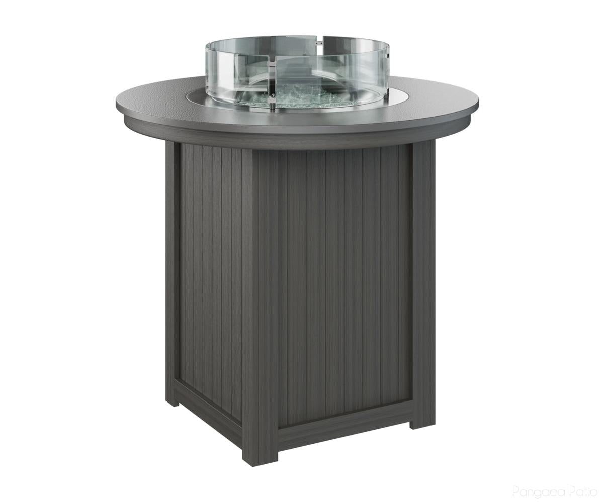 BGDHFT3944BSTCG-Berlin Gardens-Donoma 44" Round Fire Table - Hammered Top - Bar Height-Stainless BG-Coastal Gray BG-Pangaea Patio