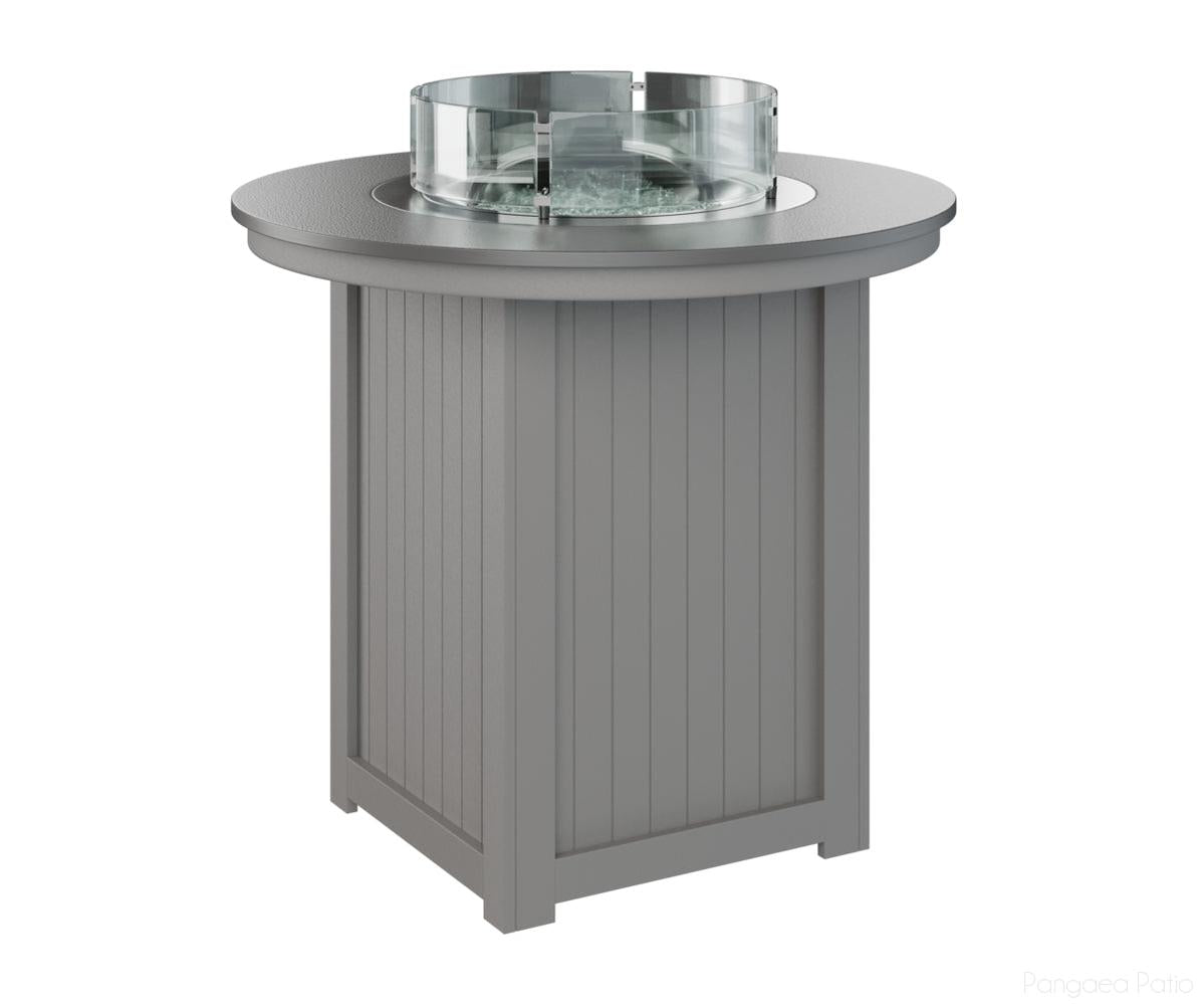 BGDHFT3944BSTLG-Berlin Gardens-Donoma 44" Round Fire Table - Hammered Top - Bar Height-Stainless BG-Light Gray BG-Pangaea Patio
