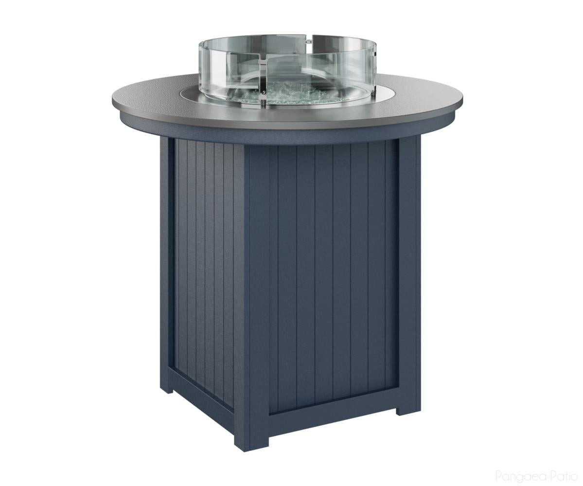 BGDHFT3944BSTNB-Berlin Gardens-Donoma 44" Round Fire Table - Hammered Top - Bar Height-Stainless BG-Navy Blue BG-Pangaea Patio