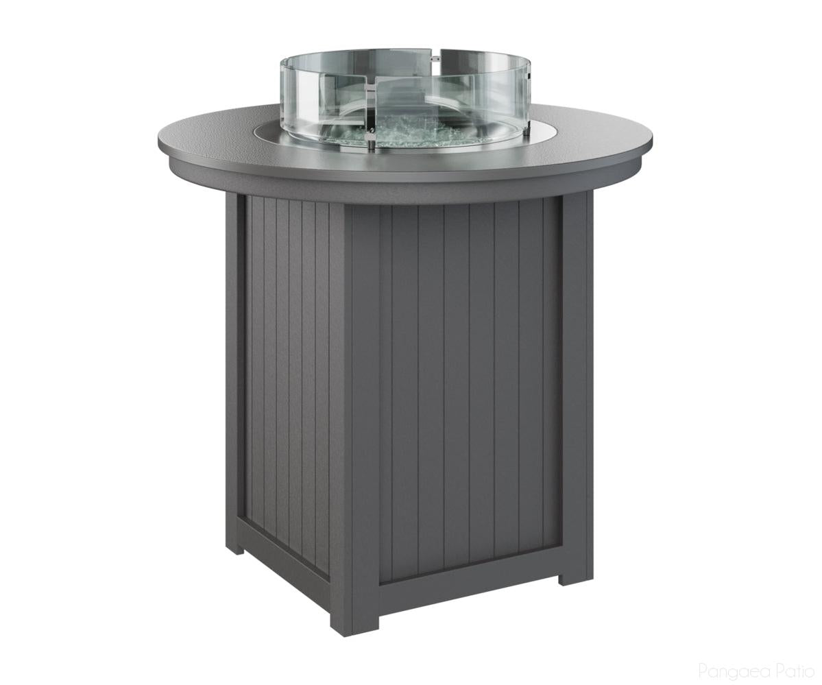 BGDHFT3944BSTSG-Berlin Gardens-Donoma 44" Round Fire Table - Hammered Top - Bar Height-Stainless BG-Smoke Gray BG-Pangaea Patio
