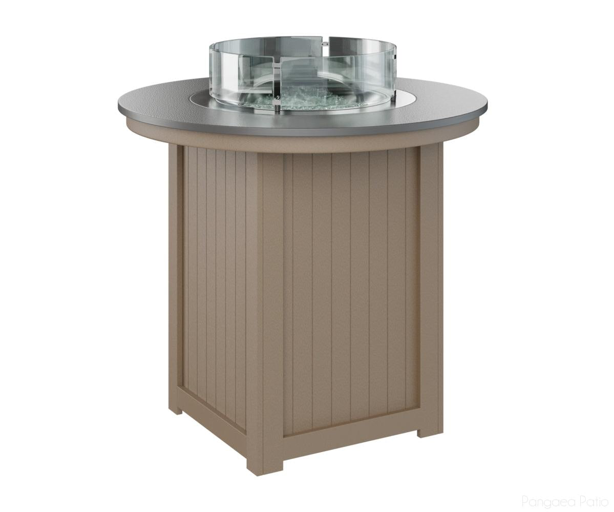BGDHFT3944BSTWW-Berlin Gardens-Donoma 44" Round Fire Table - Hammered Top - Bar Height-Stainless BG-Weatherwood BG-Pangaea Patio