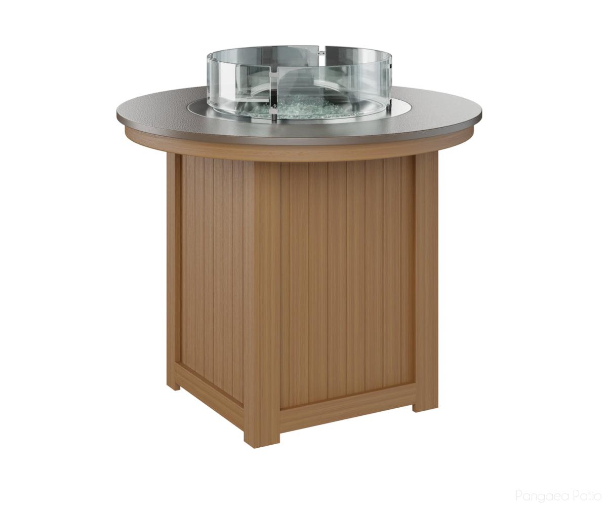 BGDHFT3644CBZNT-Berlin Gardens-Donoma 44" Round Fire Table - Hammered Top - Counter Height-Bronze BG-Natural Teak BG-Pangaea Patio